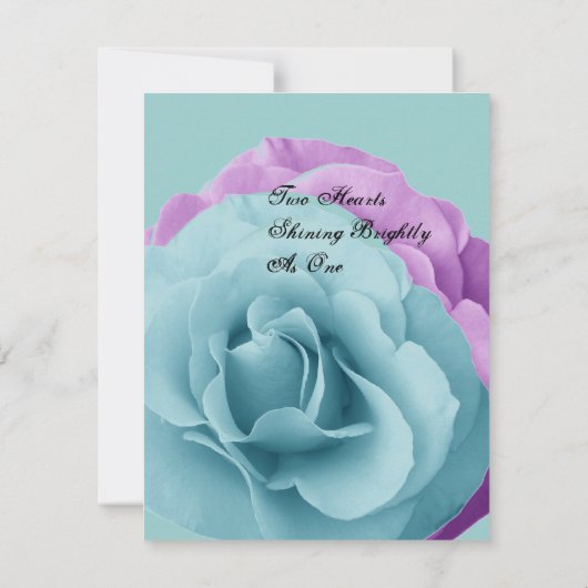 青緑および紫色のバラの結婚式のテンプレート2 招待状 (裏面)