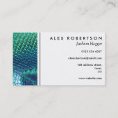 青緑および緑の人魚のスケールの生地 名刺 (裏面)