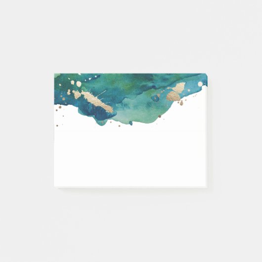 青緑および金ゴールドの(ばちゃばちゃ)跳ねるのポスト・イット ポストイット (正面)