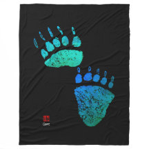 青緑くま足-大きいフリースブランケット