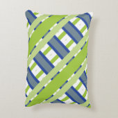 青緑と白のストライプ アクセントクッション (裏面(縦))