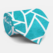 青緑と白のモザイク模様 ネクタイ (ロール)