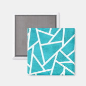 青緑と白のモザイク模様 マグネット (正面/裏面)