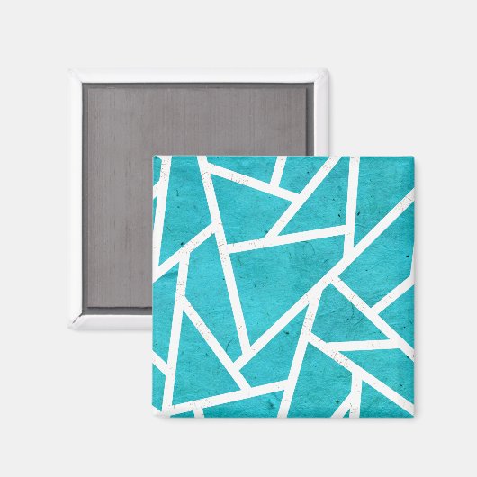 青緑と白のモザイク模様 マグネット (正面/裏面)