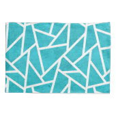 青緑と白のモザイク模様 枕カバー (裏面)