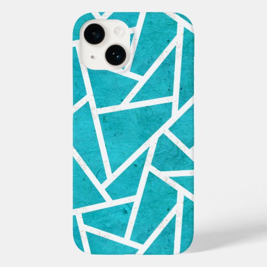 青緑と白のモザイク模様 Case-Mate iPhoneケース (裏面)