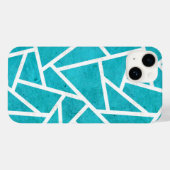 青緑と白のモザイク模様 Case-Mate iPhoneケース (裏面 (横))