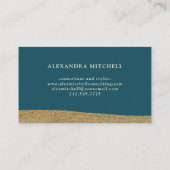 青緑と金ゴールド | Glam抽象芸術ストライプ 名刺 (裏面)