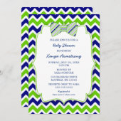 青緑のちょうネクタイの男の子のベビーシャワーの招待 招待状 (正面/裏面)