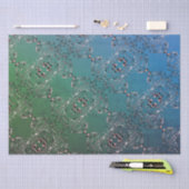 青緑のまだら模様の「ありがとう」ティッシュペーパー 薄葉紙 (クラフト)