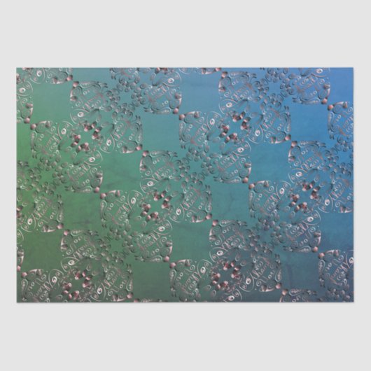 青緑のまだら模様の「ありがとう」ティッシュペーパー 薄葉紙 (正面)