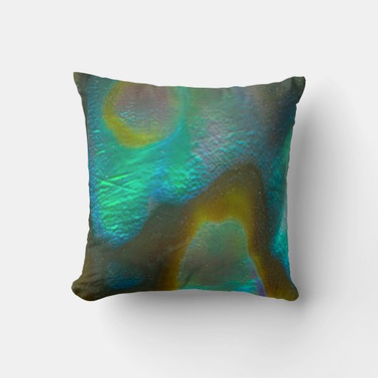 青緑のアワビの貝 クッション (正面)