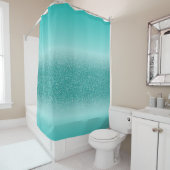 青緑のグラデーションなグリッターの一見のシャワー・カーテン シャワーカーテン (インサイチュ)