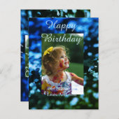 青緑のグリッター フォト 子供の誕生日 現代の錆びた感じ ポストカード (正面/裏面)