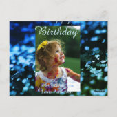 青緑のグリッター フォト 子供の誕生日 現代の錆びた感じ ポストカード (裏面)