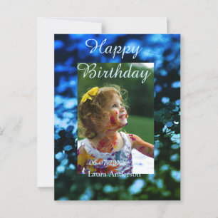 青緑のグリッター フォト 子供の誕生日 現代の錆びた感じ ポストカード