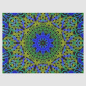 青緑のケルト人の万華鏡のように千変万化するパターン 薄葉紙 (正面)