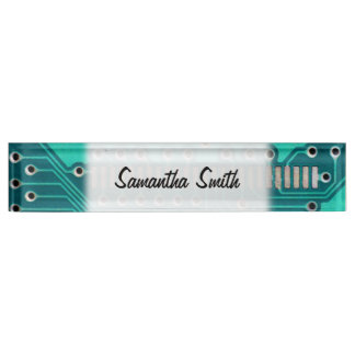 青緑のサーキットボード-電子工学の写真撮影 デスクネームプレート