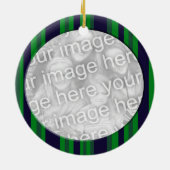 青緑のストライプなphotoframe セラミックオーナメント (裏面)