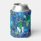 青緑のスパークリングガラスの宝石モノグラム 缶クーラー (缶正面)