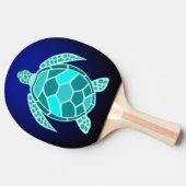 青緑のターコイズブルーのヒョウモンガメ  卓球ラケット (横)