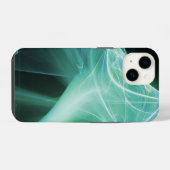 青緑のターコイズブルーのフラクタル渦巻き模様 iPhoneケース (裏面横)