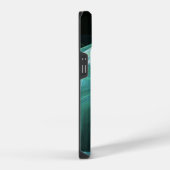 青緑のターコイズブルーのフラクタル渦巻き模様 iPhoneケース (右側面)