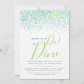 青緑のダブアートのリハーサルディナー　私たちとっておきの食事 招待状 (正面)