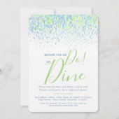 青緑のダブアートのリハーサルディナー　私たちとっておきの食事 招待状 (正面)