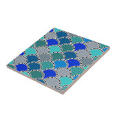 青緑のティール(緑がかった色)の無彩色スケールパターン タイル (側面)