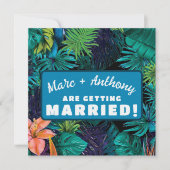青緑のトロピカルジャングルでのデスティネーションウェディング セーブザデート (正面)