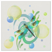 青緑のトンボの生地 ファブリック (クローズアップ)