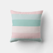 青緑のピンクのストライプのパステルカラーのテンプレート クッション (裏面)
