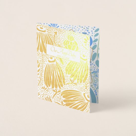 青緑のフローラ悔やみや弔慰死の子 箔カード (正面)