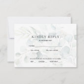 青緑のユーカリの結婚式の出欠確認返信 招待状 (正面)