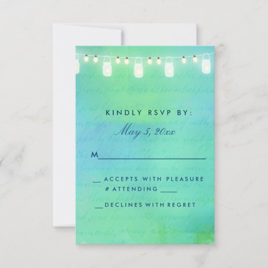 青緑のライトそしてメーソンジャーをひもでつないで下さい 出欠カード (正面)