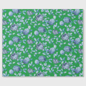 青緑のヴィンテージのクリスマスの花柄Toile ラッピングペーパー (フラット)