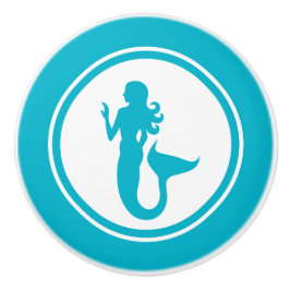 青緑の人魚の陶磁器のノブ セラミックノブ