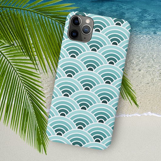 青緑の同心波アートパターン Case-Mate iPhoneケース