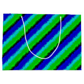 青緑の壊れたガラスの縞模様 ラージペーパーバッグ (裏面)