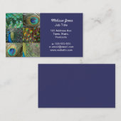 青緑の孔雀の写真のコラージュ 名刺 (正面/裏面)