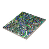 青緑の孔雀の多彩でファンキーなペイズリーの芸術 タイル (側面)