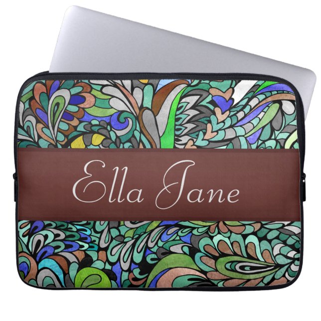 青緑の孔雀の素晴しいラップトップコンピュータの袖 ラップトップスリーブ (正面)