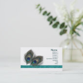 青緑の孔雀はプロフィールの名刺に羽をつけます 名刺 (スタンド正面)