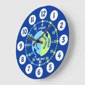 青緑の学壁の時計を教える男の子 ラージ壁時計 (傾斜)