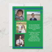 青緑の学校のカラー卒業写真 招待状 (裏面)