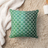 青緑の帆立貝のスケールの水彩画の洗浄枕 クッション (ブランケット)