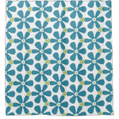 青緑の抽象芸術フローラ  シャワーカーテン (正面)