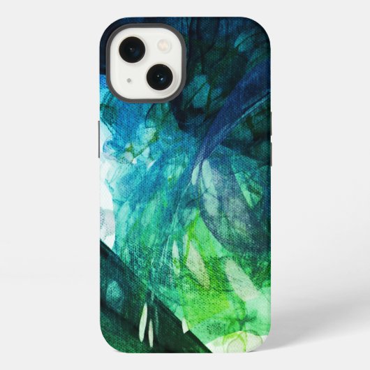 青緑の抽象芸術 iPhoneケース (裏面)