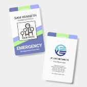 青緑の斜線医療 バッジ (正面＆裏面)